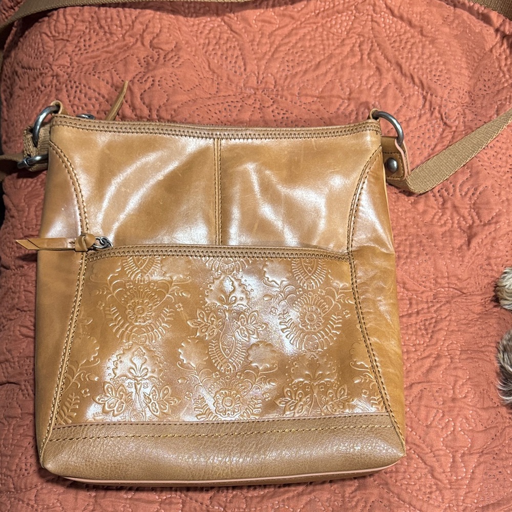 The Sak Tan Embossed Crossbody Bag